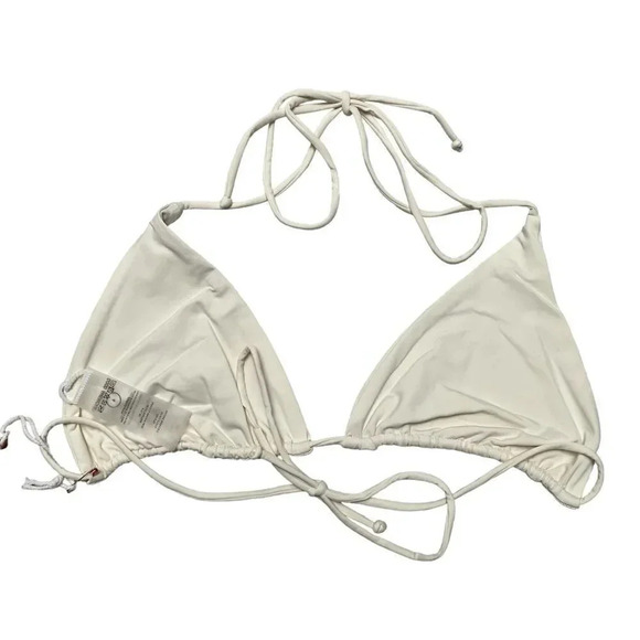 NWT Good American Tiny Ties Triangle Bikini Top Ivory 001 L Matte Swimwear - Picture 6 of 9